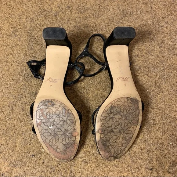 Jewel Badgley Mischka Omari Il Buckle-Detail Satin Block Heels Size 9 - Picture 11 of 13